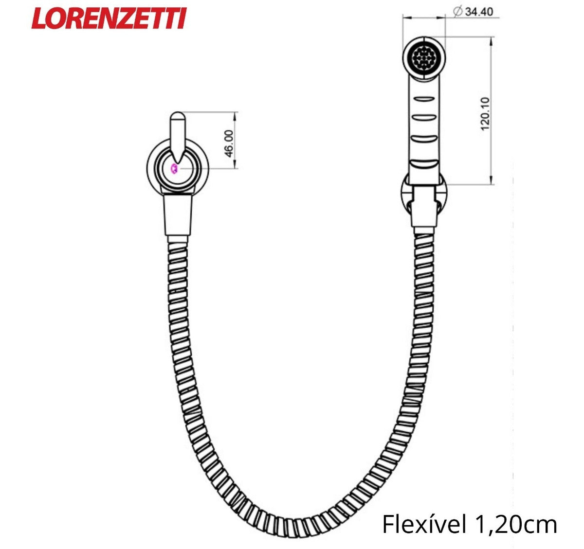 Ducha Higiênica Flexível 1,20 Metros Preta Lorenzetti - Thony Ferragem