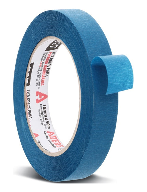 Fita Crepe Azul Pintura Imobiliaria Parede 18mm X 50m Adere - Thony Ferragem