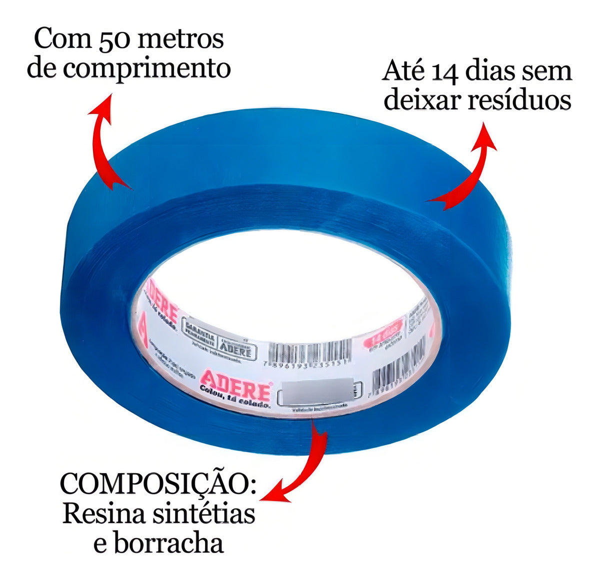 Fita Crepe Azul Pintura Imobiliaria Parede 18mm X 50m Adere - Thony Ferragem