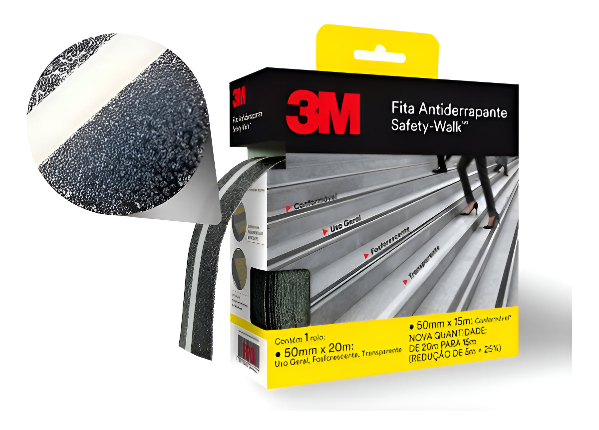 Fita Antiderrapante 50mm X 20m Preto Fosforescente 3M - Thony Ferragem