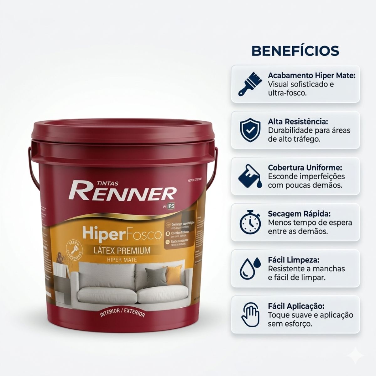 Tinta Acrílica Hiper Fosco Branco 18L Renner