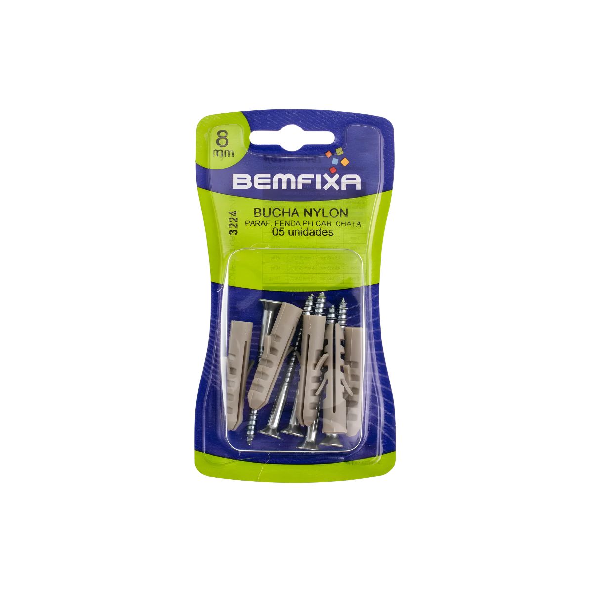 Bucha 08mm+Parafuso Phillips BemFixa