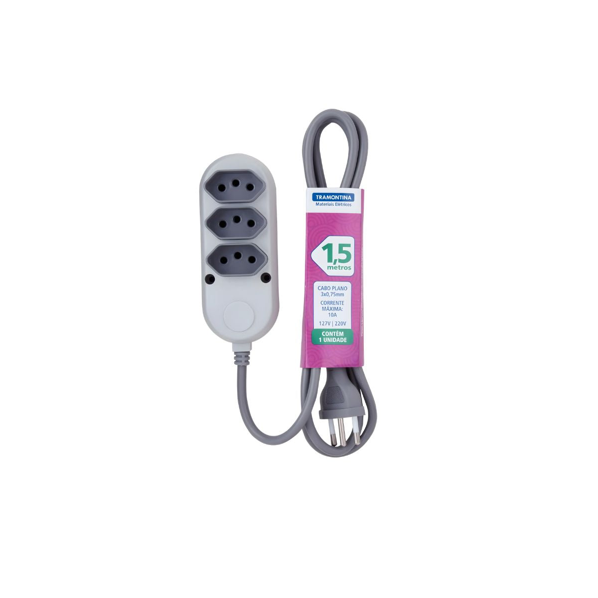 Extensao Eletrica 3 Tomadas 2p+T 10a/250v 1,5m Tramontina