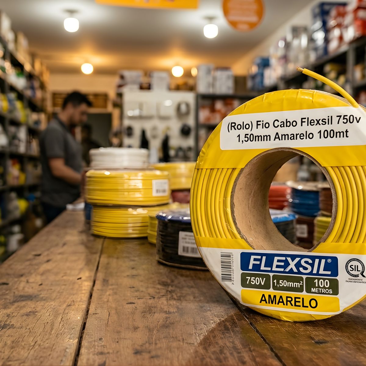 (Rolo) Fio Cabo Flexsil 750v 1,50mm Amarelo 100mt