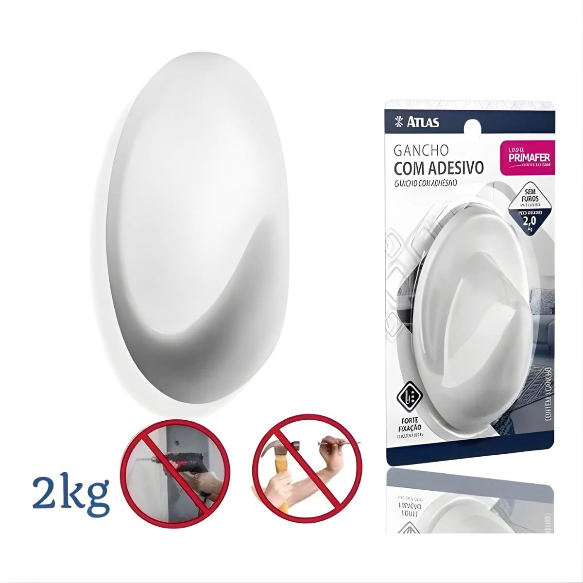 Gancho Adesivo Fixa Facil 2kg C/ 1 Peça