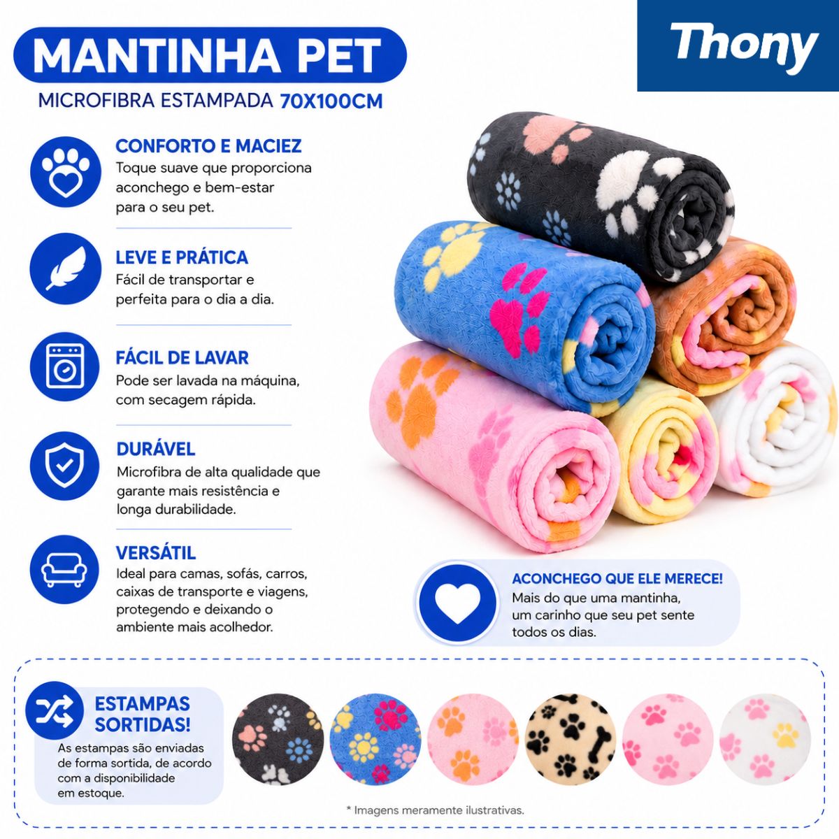 Mantinha Pet Microfibra Estampada 70x100 cm Bell Mondi