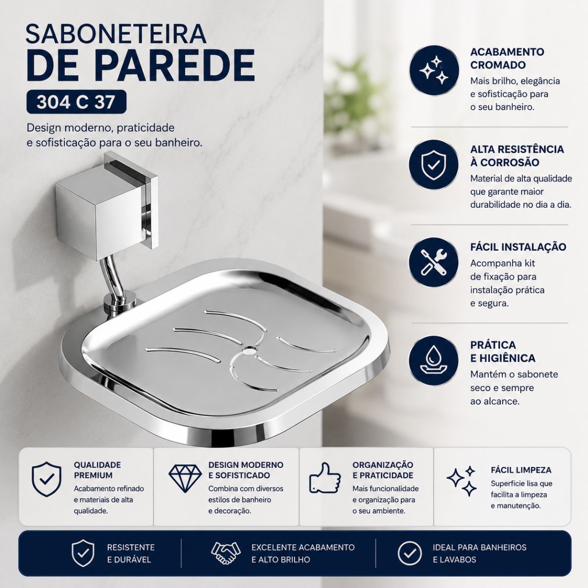 Saboneteira Parede 304 C 37 Meber