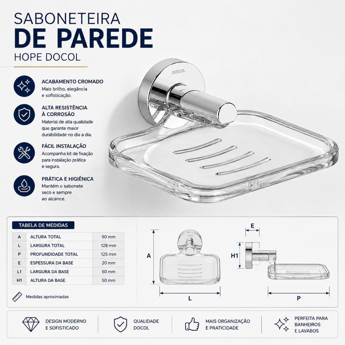 Saboneteira De Parede Hope Docol