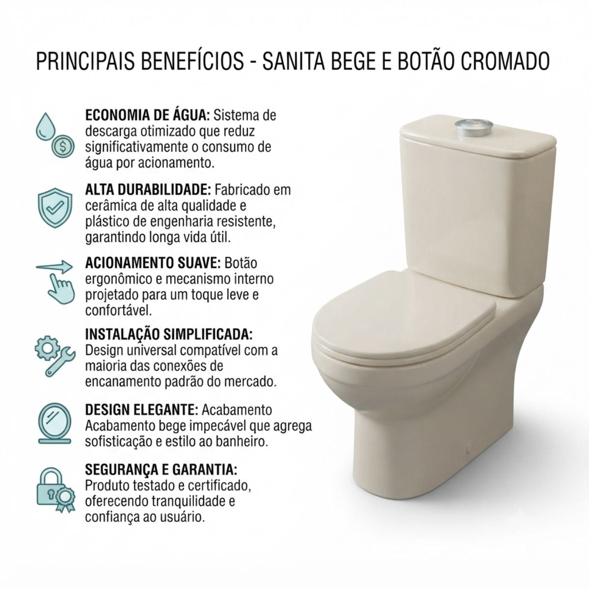 Botão de Acionamento Superior Convencional Cromado Censi