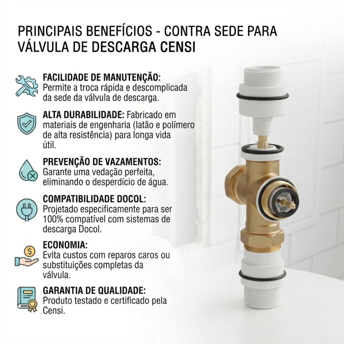 Contra Sede para Válvula de Descarga 1.1/4" Compatível com Docol Censi