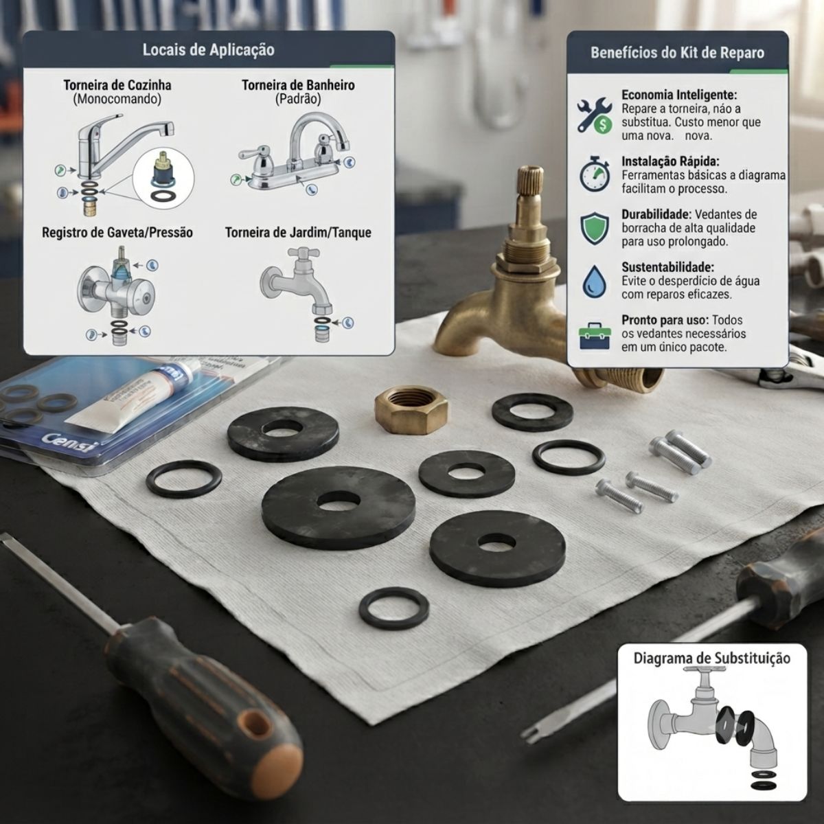 Kit Vedantes para Registros e Torneiras 43100 Censi