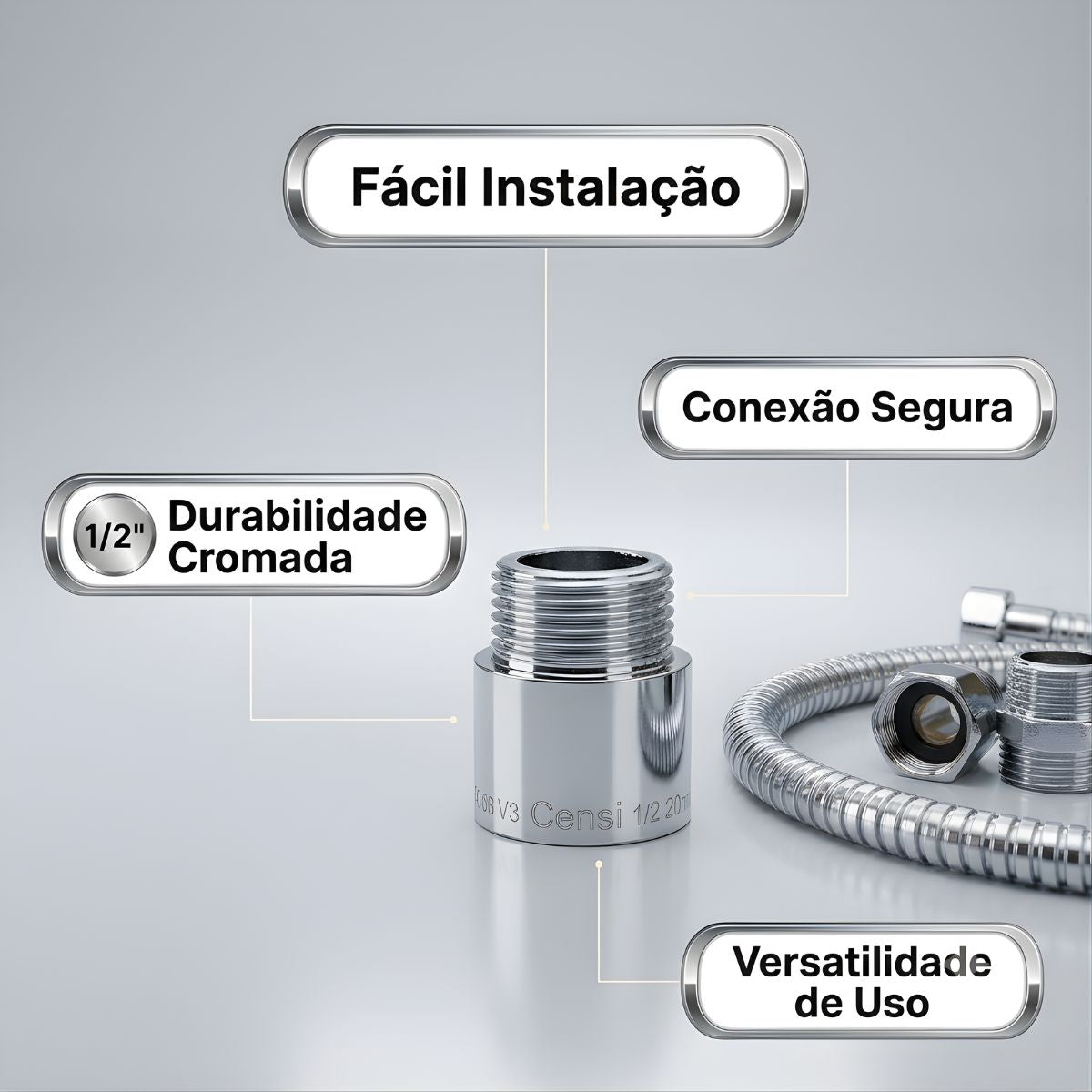 Extensão Cromada 1/2 20mm Censi