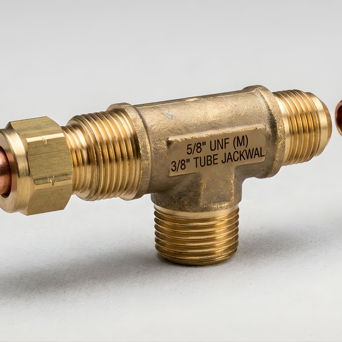 Tê de Cobre 5/8" UNF (Macho) para Tubo de Cobre 3/8" Jackwal