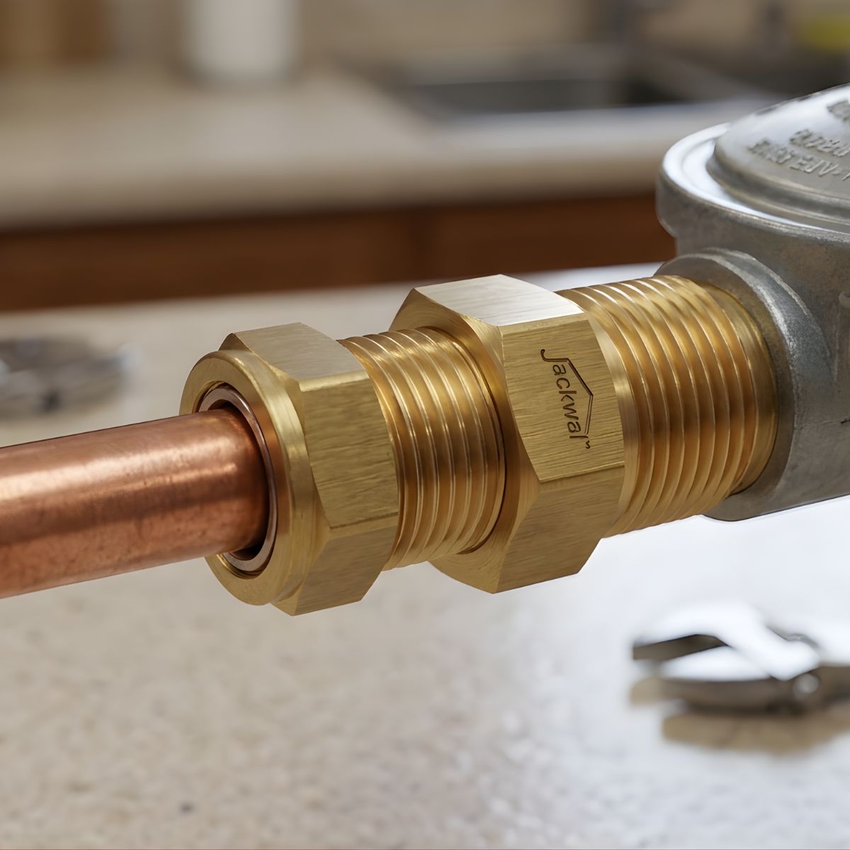 União 5/8" UNF (E) para Tubo de Cobre 3/8" Jackwal
