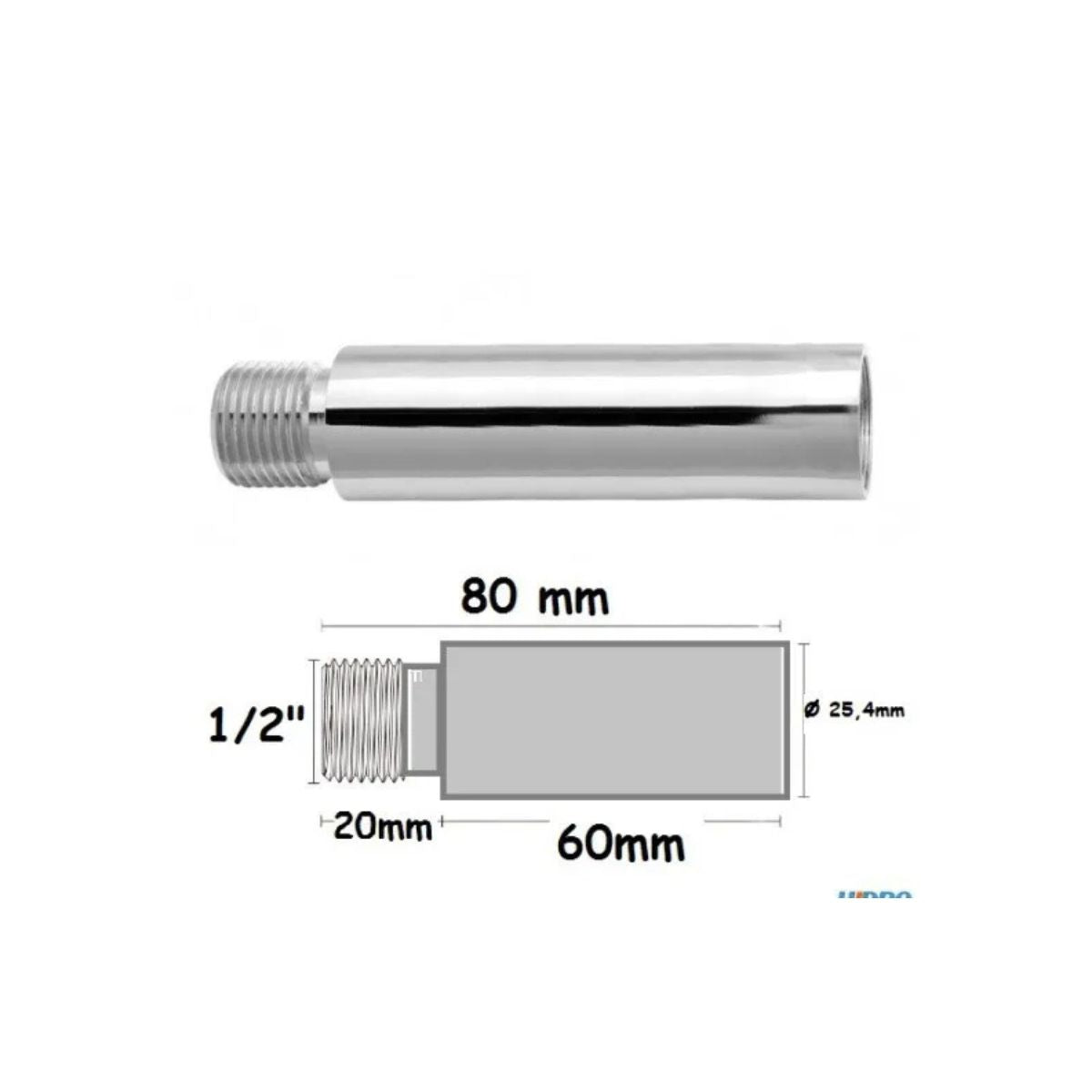 Extensão Cromada 1/2" 60mm Censi