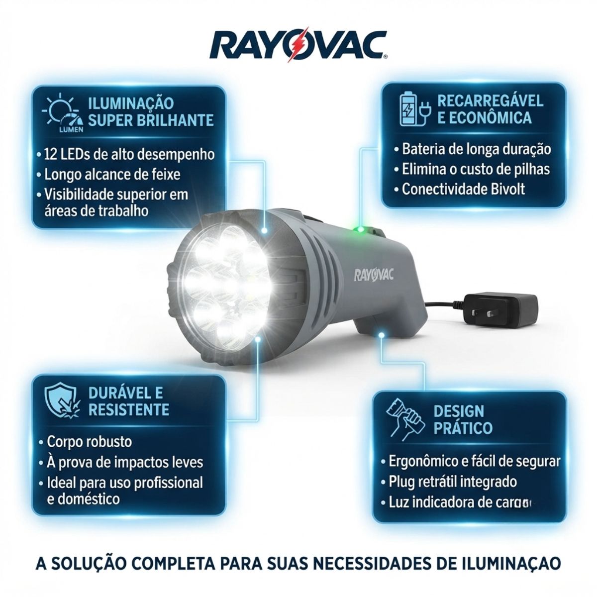 Lanterna Super LED 9 LEDs Bivolt Rayovac