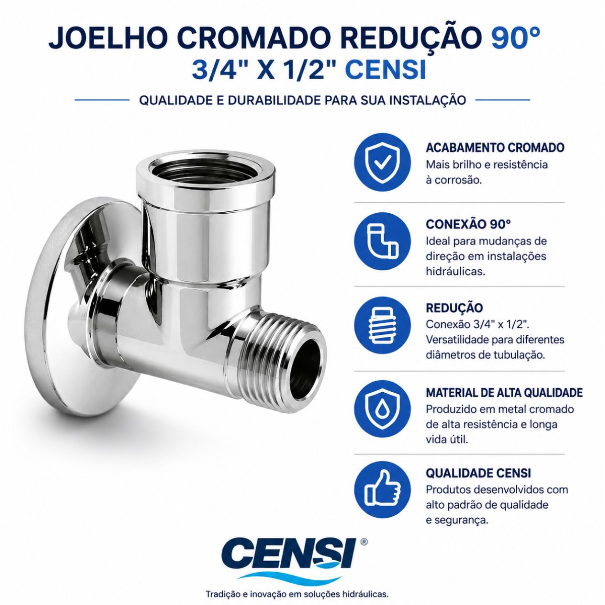 Joelho Cromado 90° 1/2" Censi
