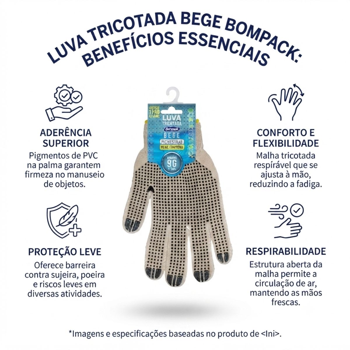 Luva Tricotada Bege Gg Bompack