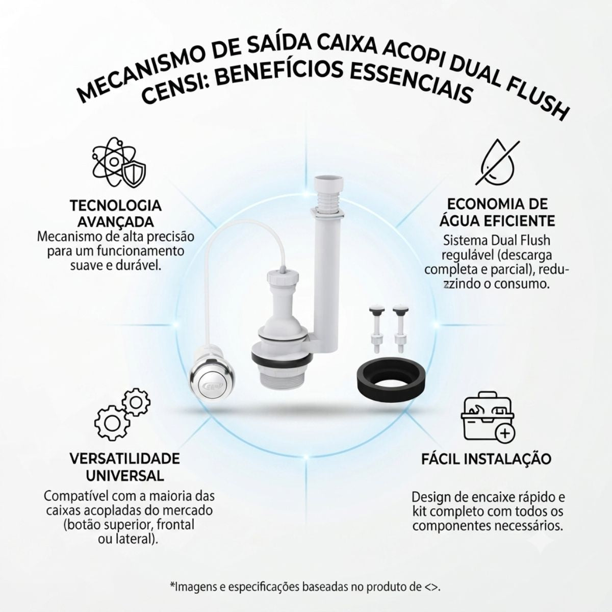 Mecanismo De Saida Caixa Acoplada Dual Flush Censi