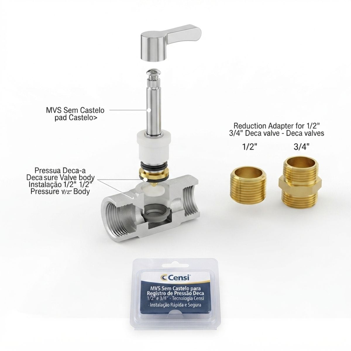 MVS Sem Castelo para Registro de Pressão Deca 1/2" e 3/4" Censi