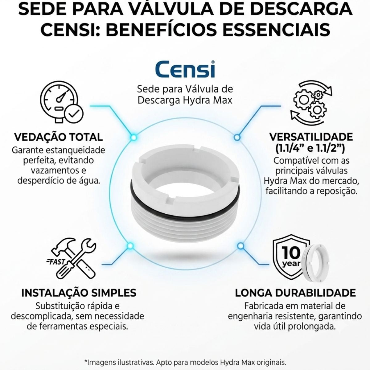 Sede para Válvula de Descarga Hydra Max 1.1/4" e 1.1/2" Censi