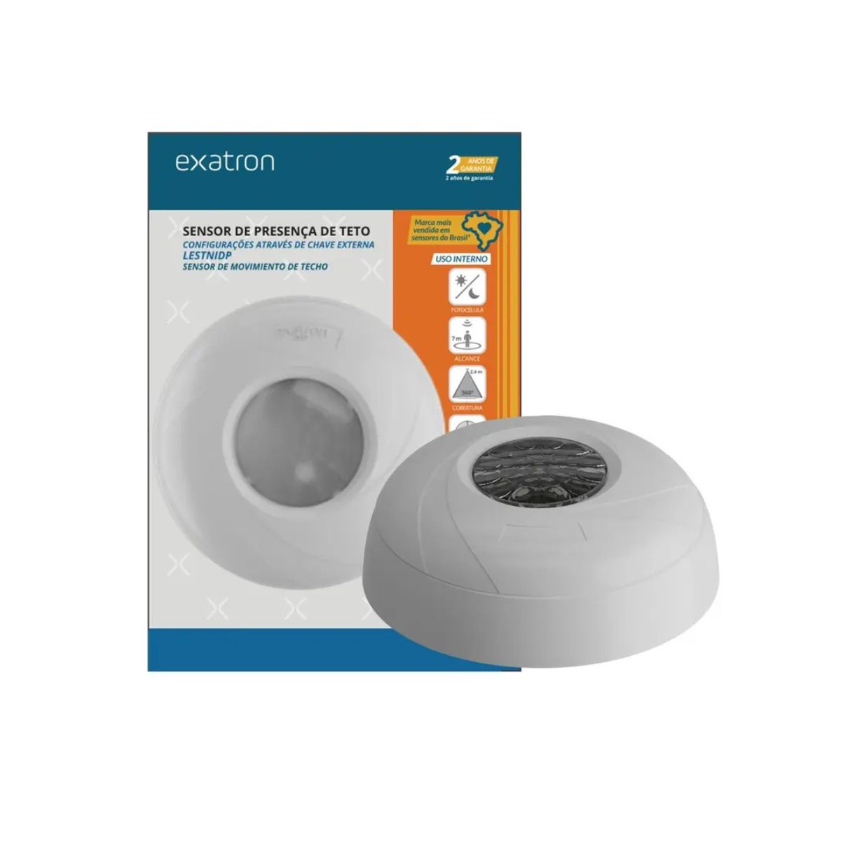 Sensor de Presença de Teto 360° DIP Exatron