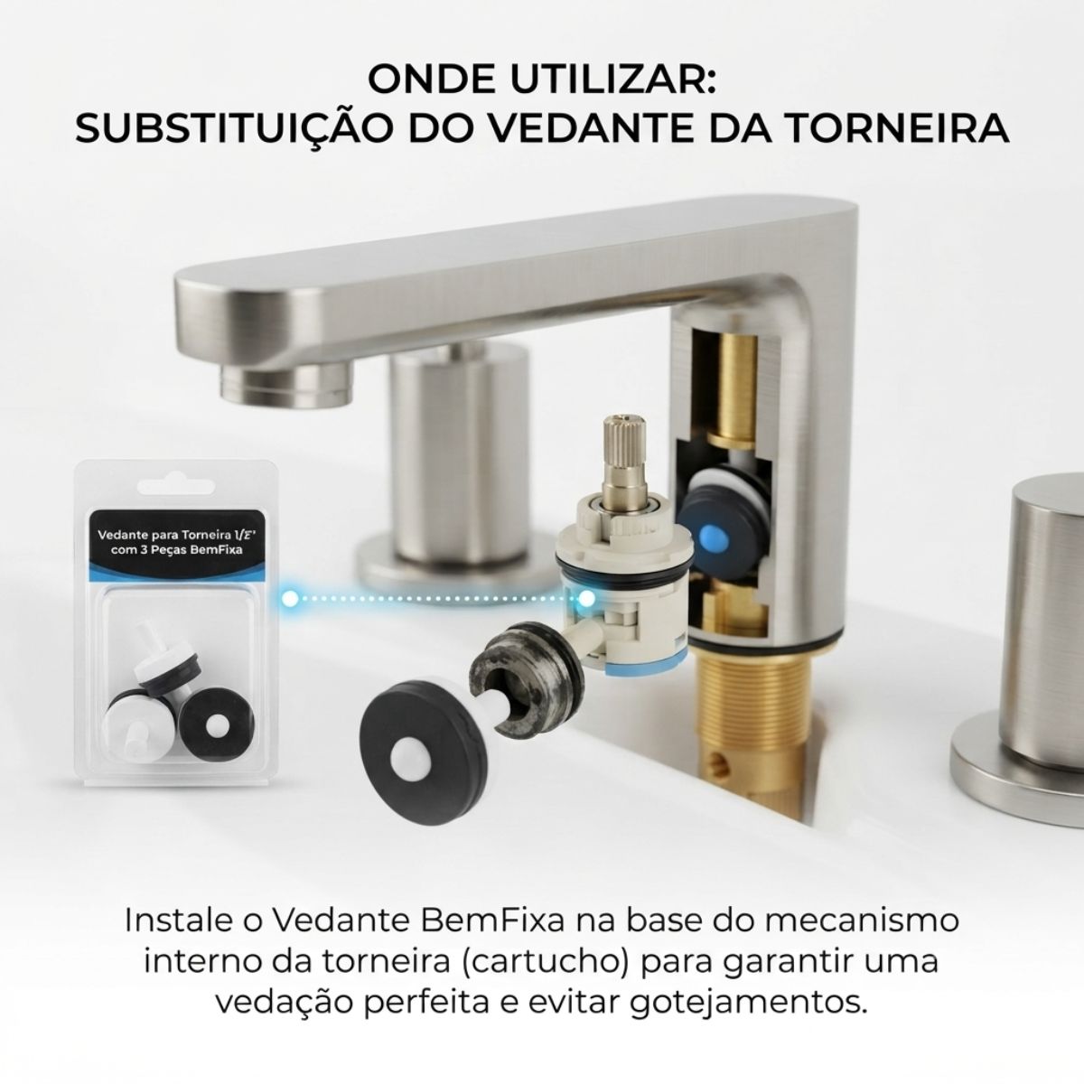 Vedante para Torneira 1/2" com 3 Peças BemFixa
