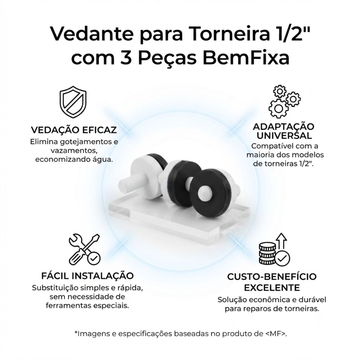 Vedante para Torneira 1/2" com 3 Peças BemFixa