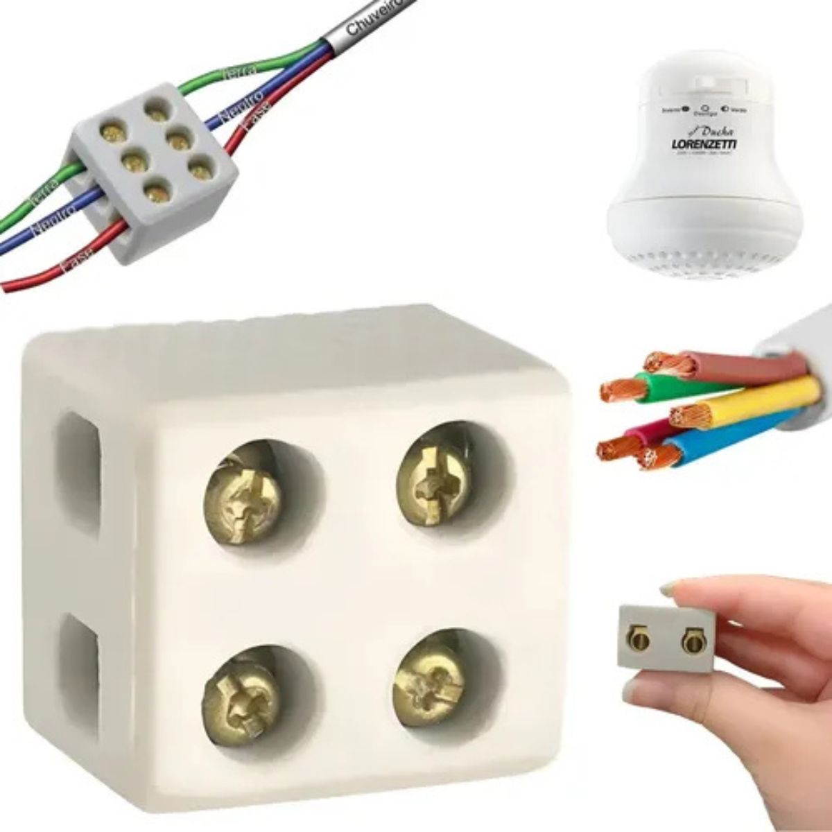 Conector Multiplo De Porcelana Tripolar 10mm BemFixa
