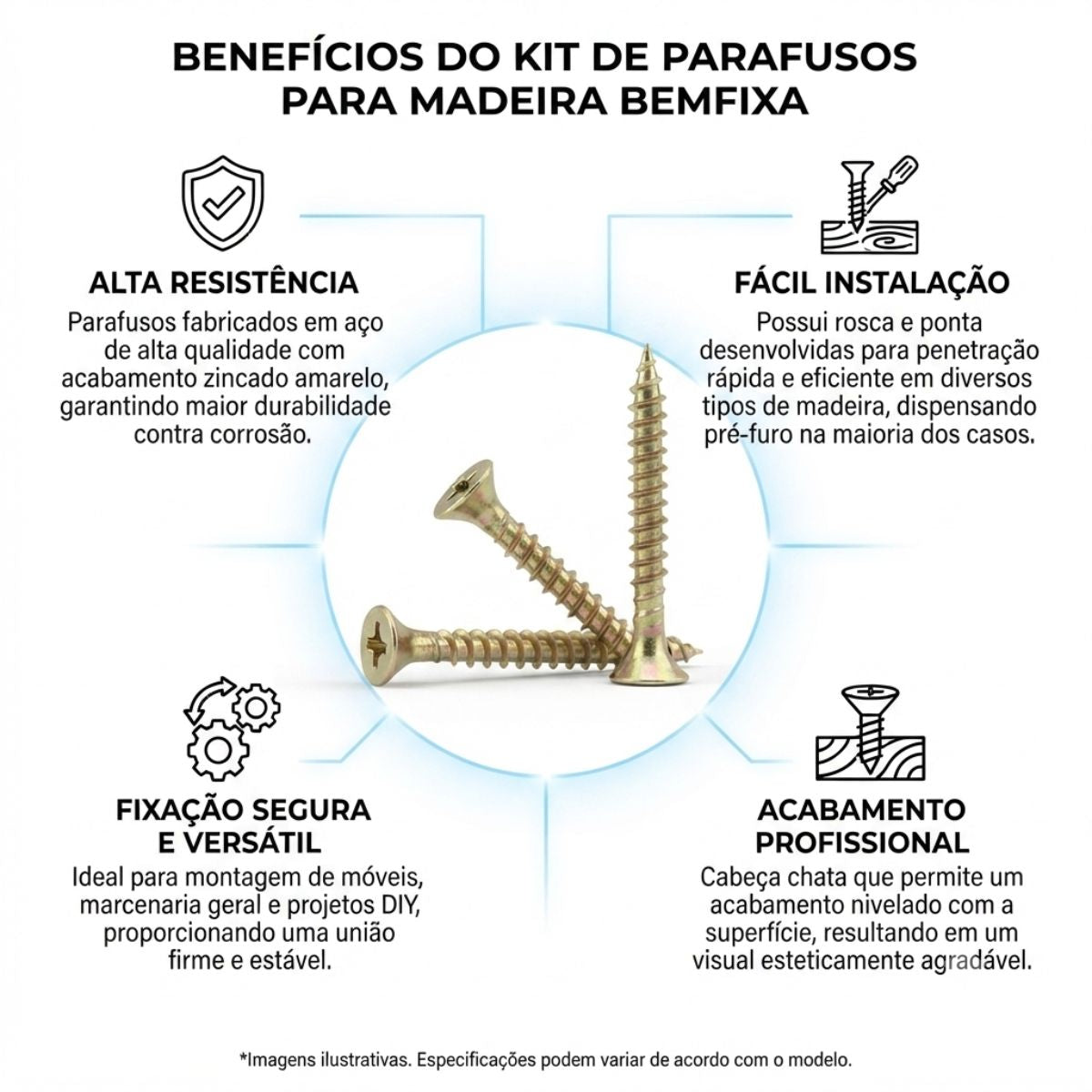 Cartela Parafuso Madeira BemFixa