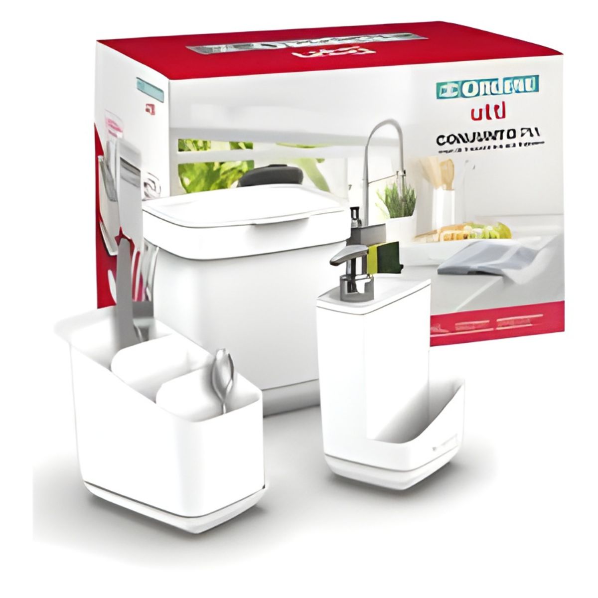 Conjunto Linha Pia Plástico Branco 3 Peças Ordene