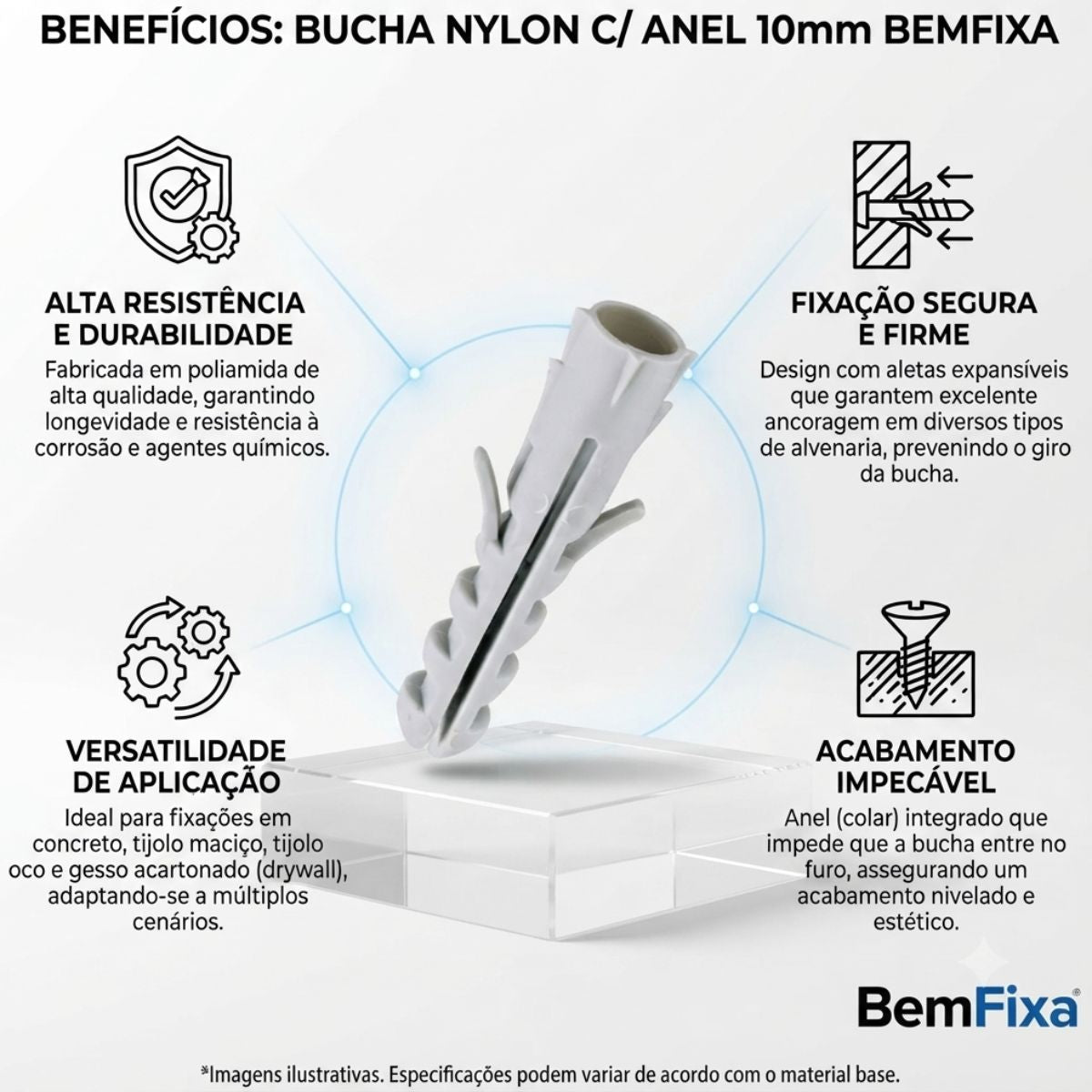 Bucha Nylon C/ Anel 10mm BemFixa
