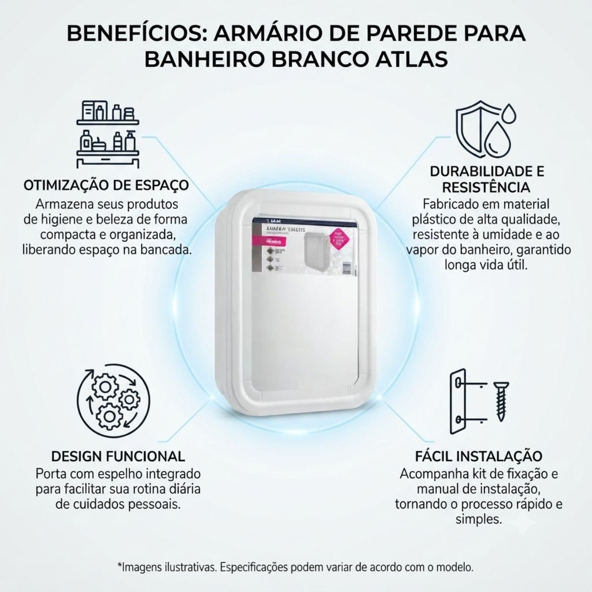 Armário de Parede para Banheiro Branco Atlas