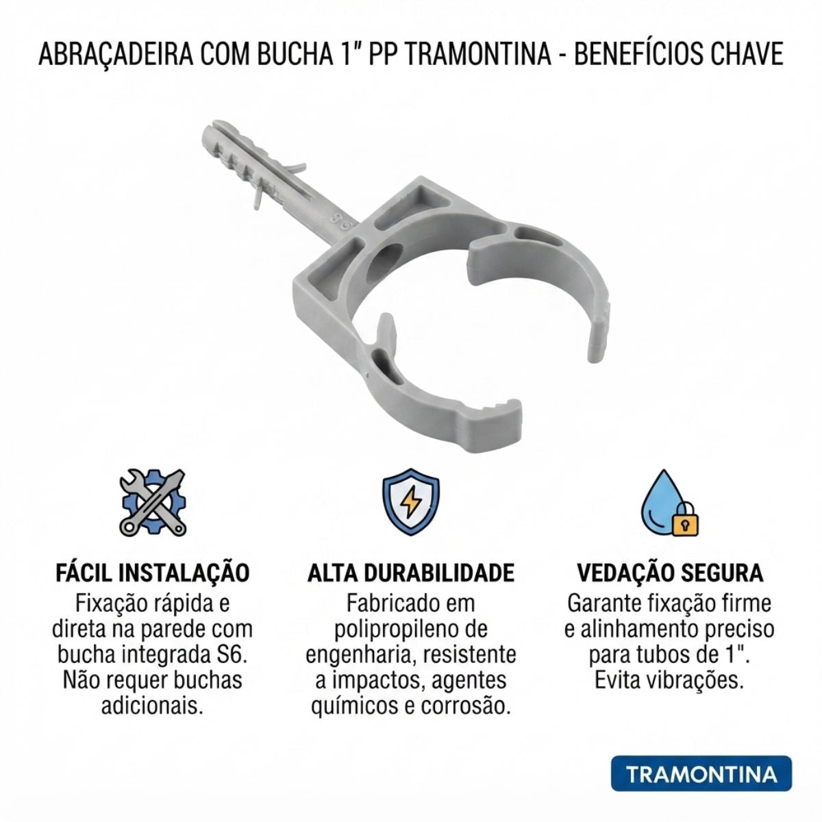 Abraçadeira com Bucha 1" PP Tramontina