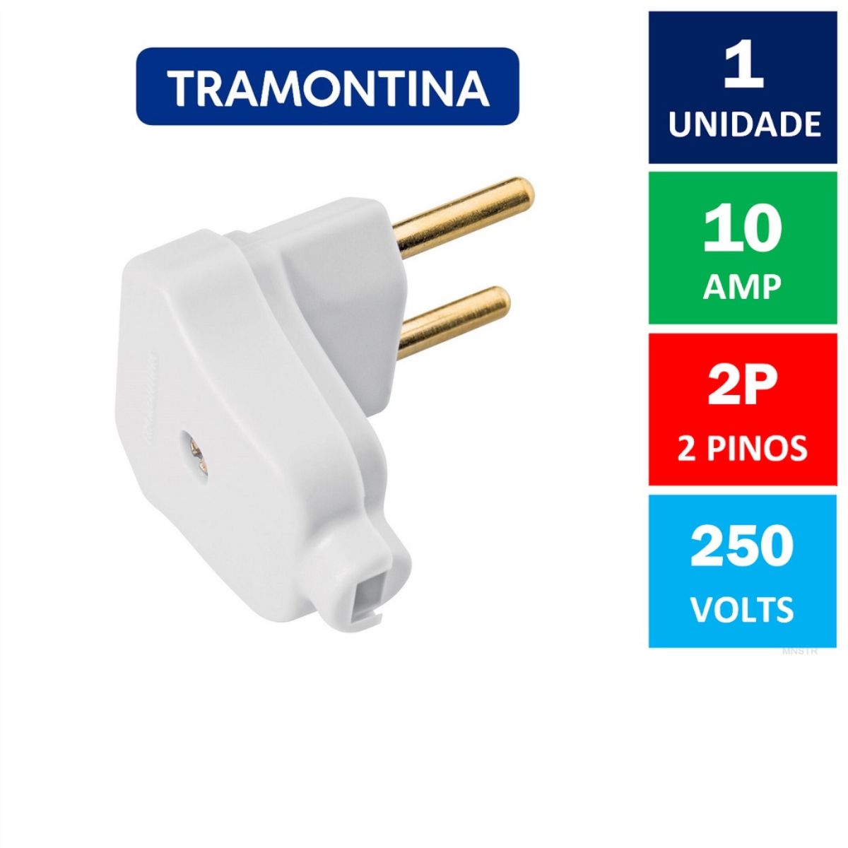 Plugue Macho Triangular 2P 10A 250V Branco Tramontina