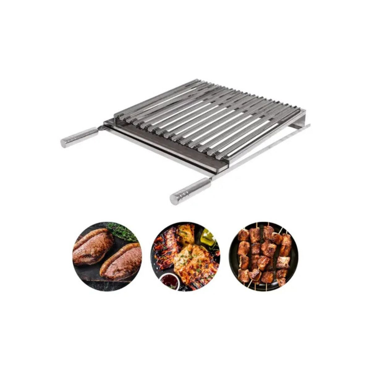 Grelha Inox Parrilla Argentina C/ Calha 40x40cm Grilazer