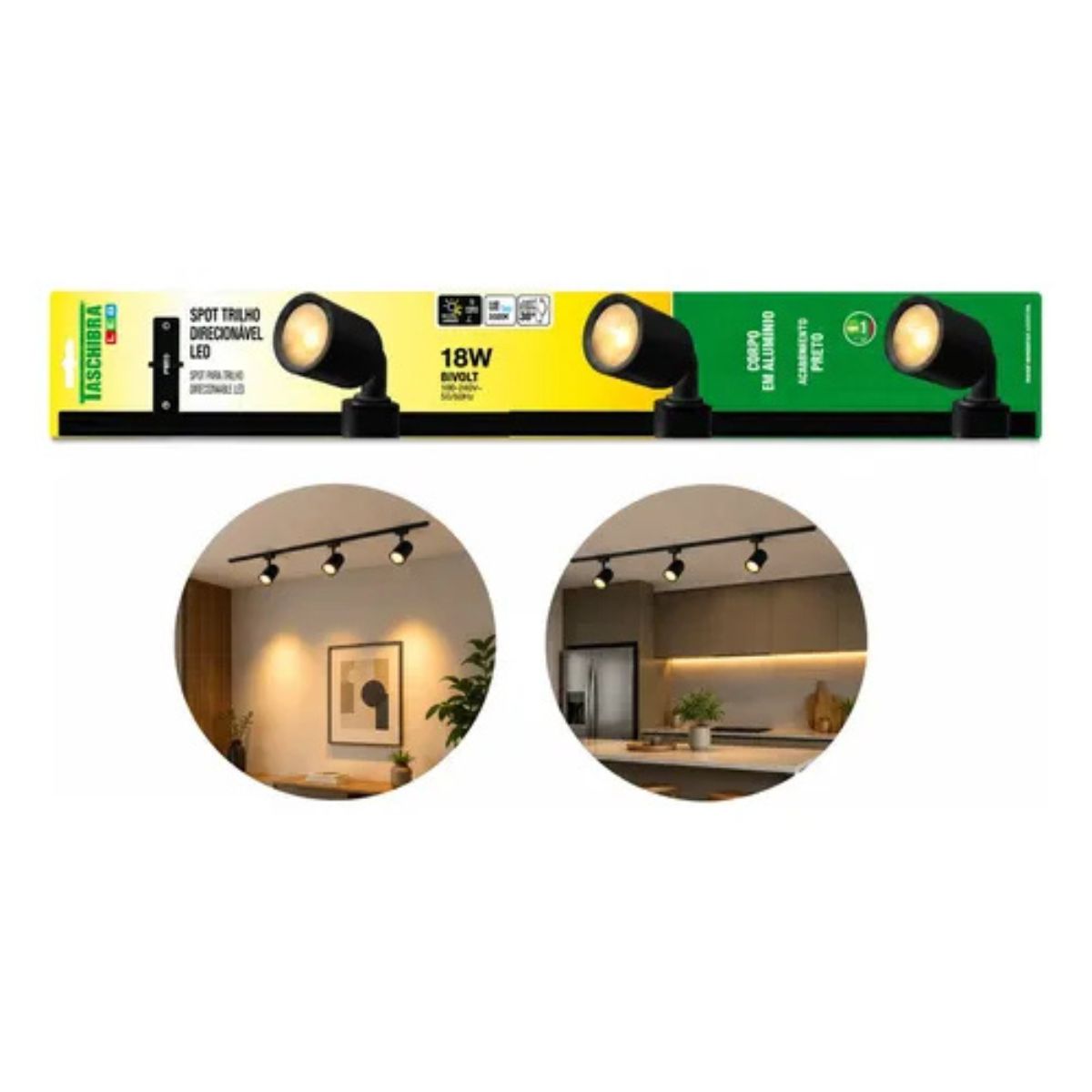 Kit Trilho Direct LED 3000K 18W Preto Taschibra