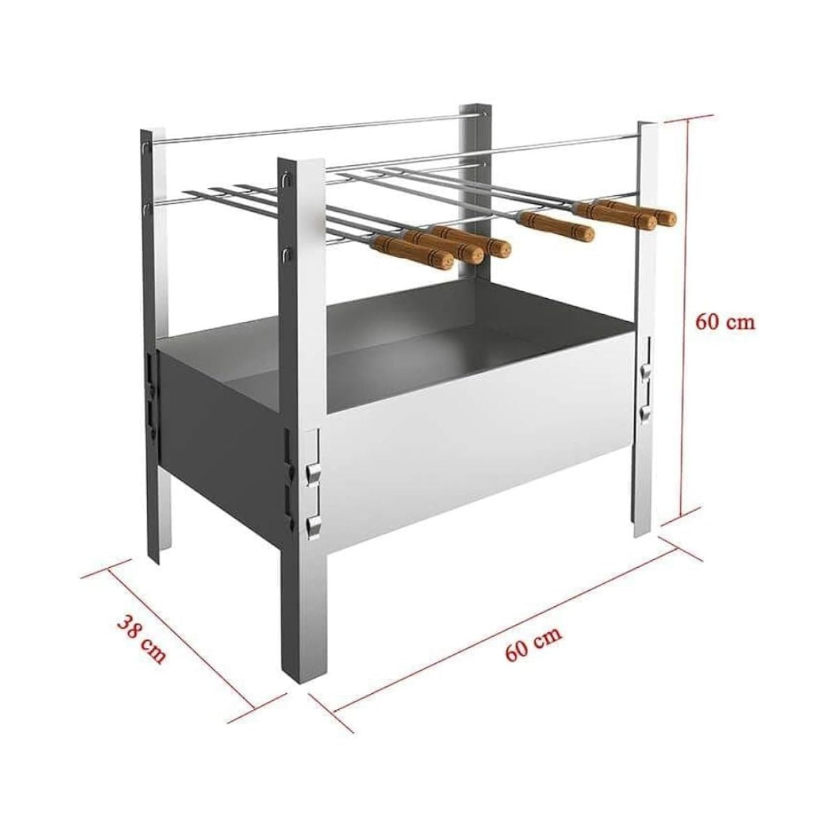 Churrasqueira Desmontável Aço Inox 60x38x60 cm Qualinox