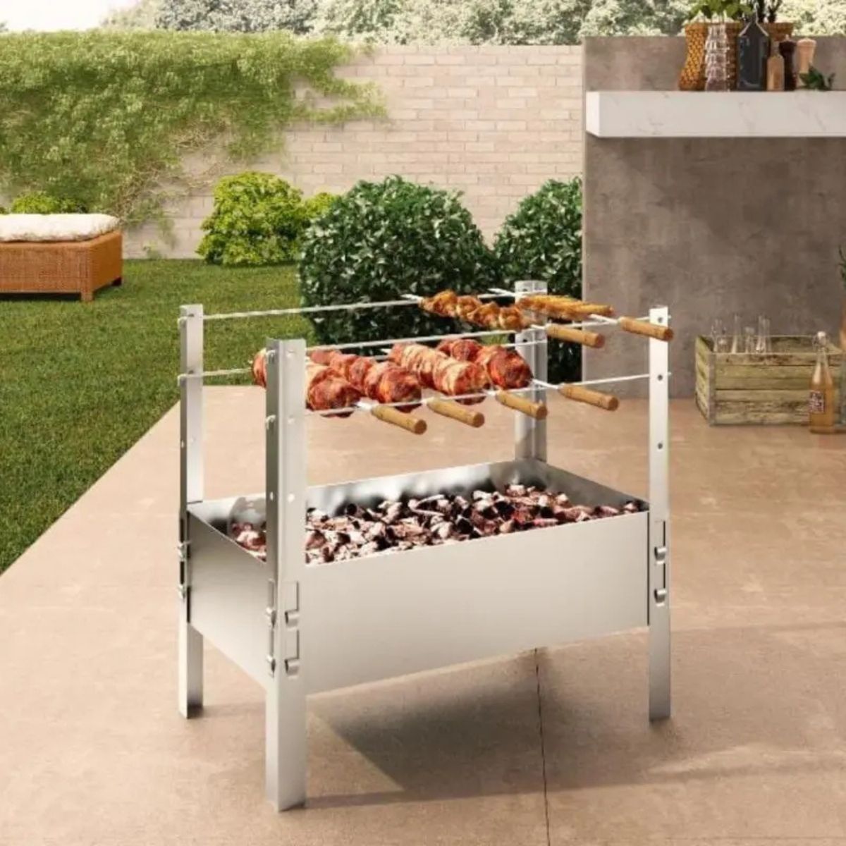 Churrasqueira Desmontável Aço Inox 60x38x60 cm Qualinox