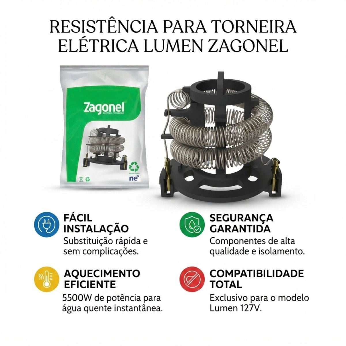 Resistência para Torneira Elétrica Lumen 5500W 127V Zagonel