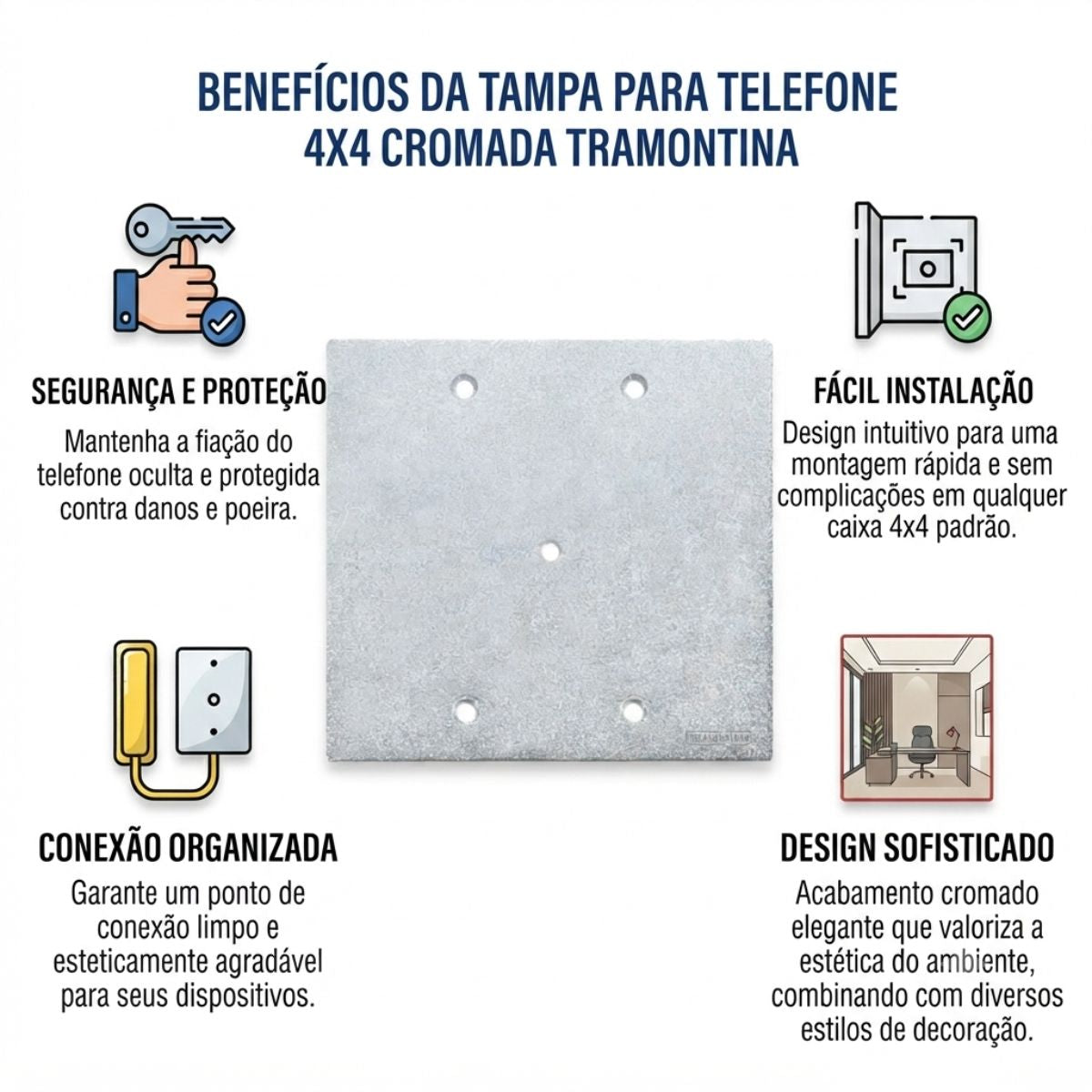 Tampa Telefone 4x4 Cromada Tramontina