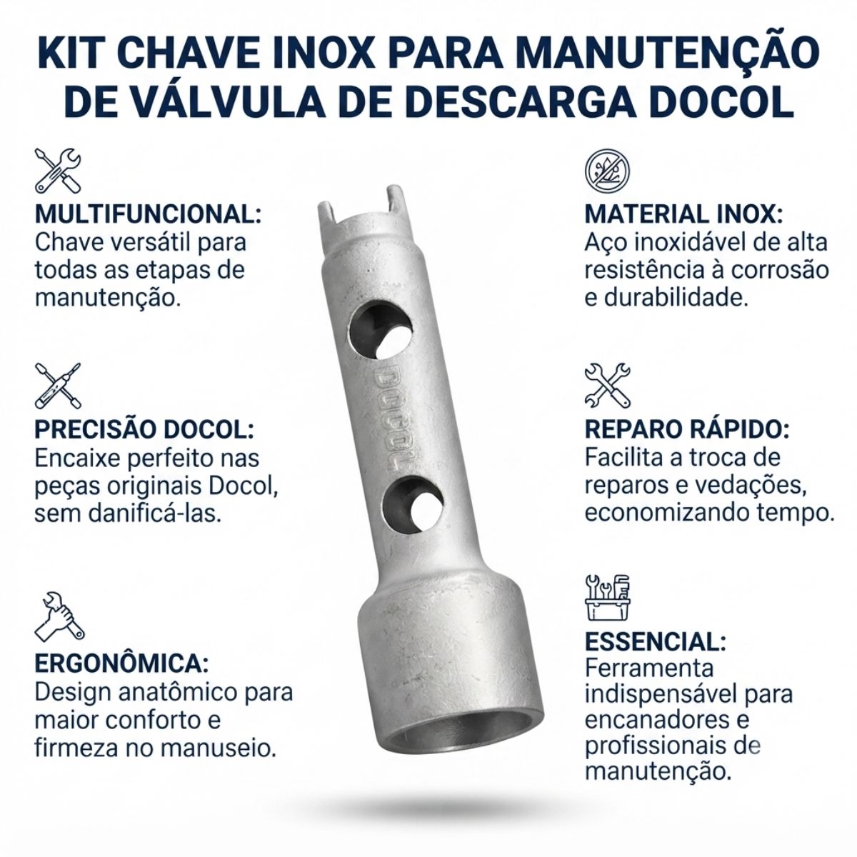 Kit Chave Inox para Manutenção de Válvula de Descarga Docol