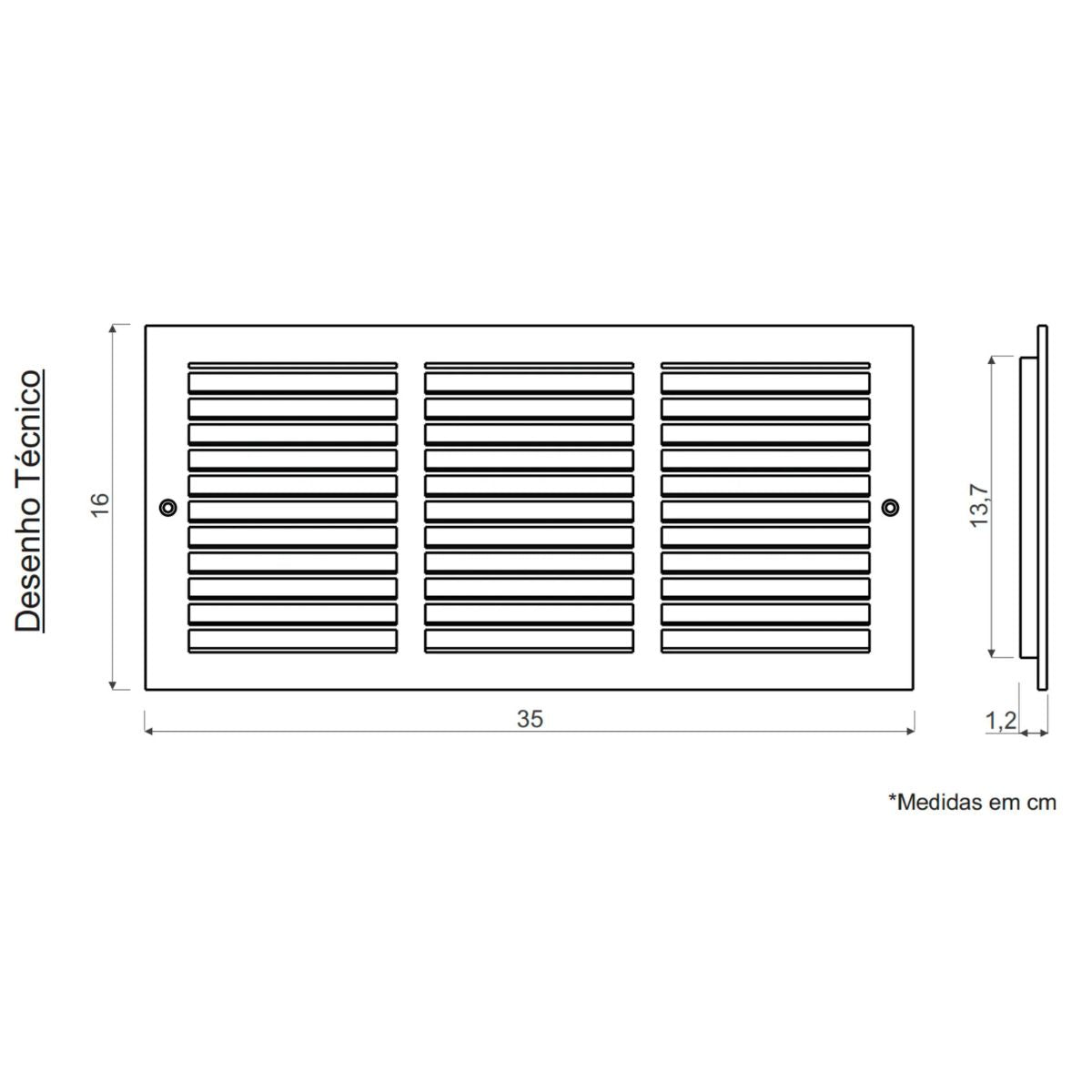 Grade de Ventilação Ventokit 35x16cm com Tela Ventokit