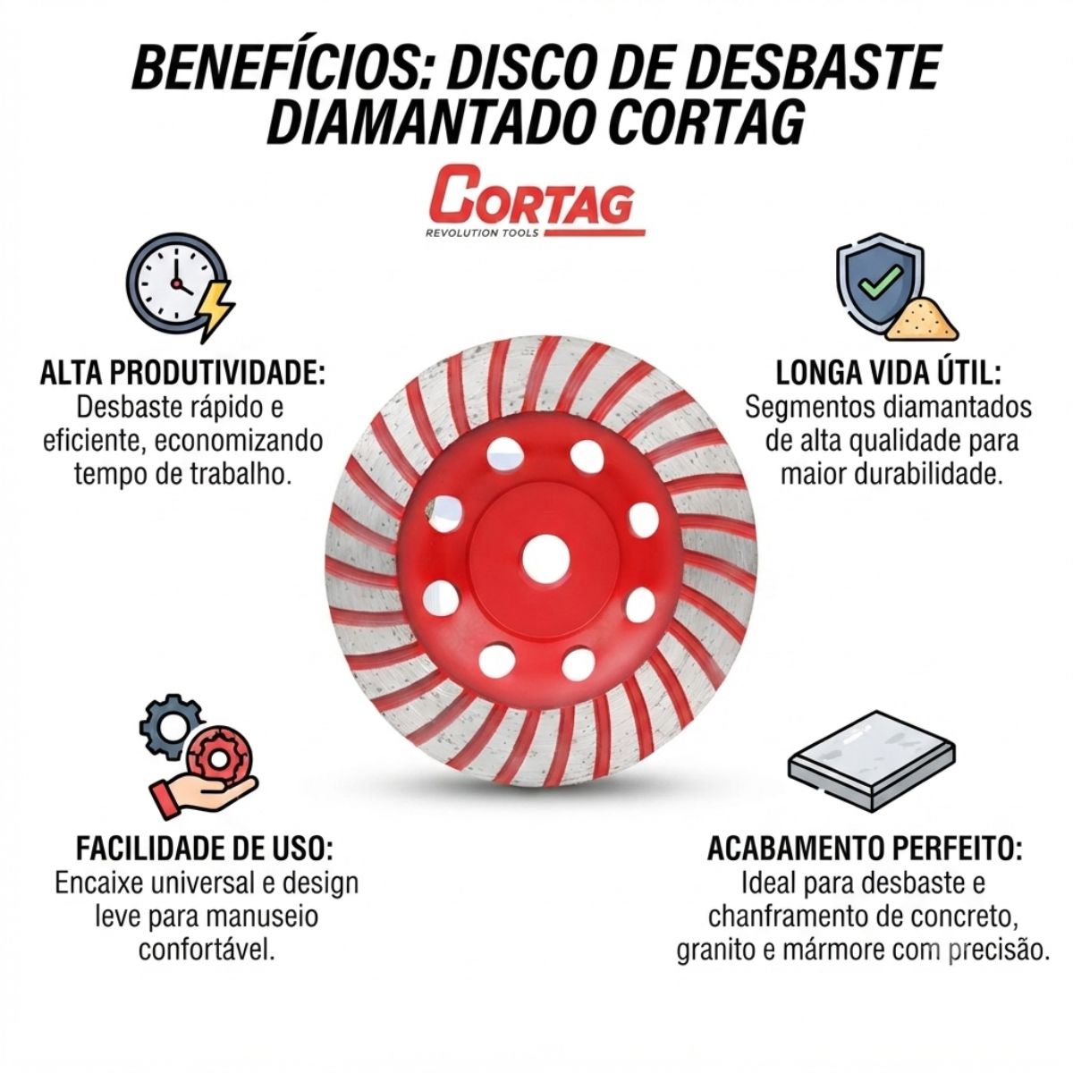 Disco De Desbaste Diamantado 115mm - 4.1/2" Cortag