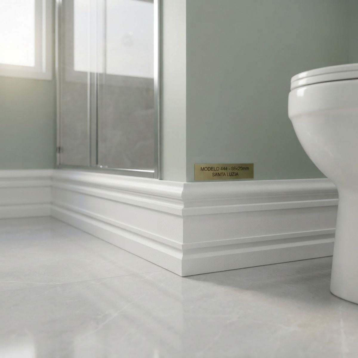 Rodapé Poliestireno Branco BR 240cm Modelo 444 96x20mm Santa Luzia