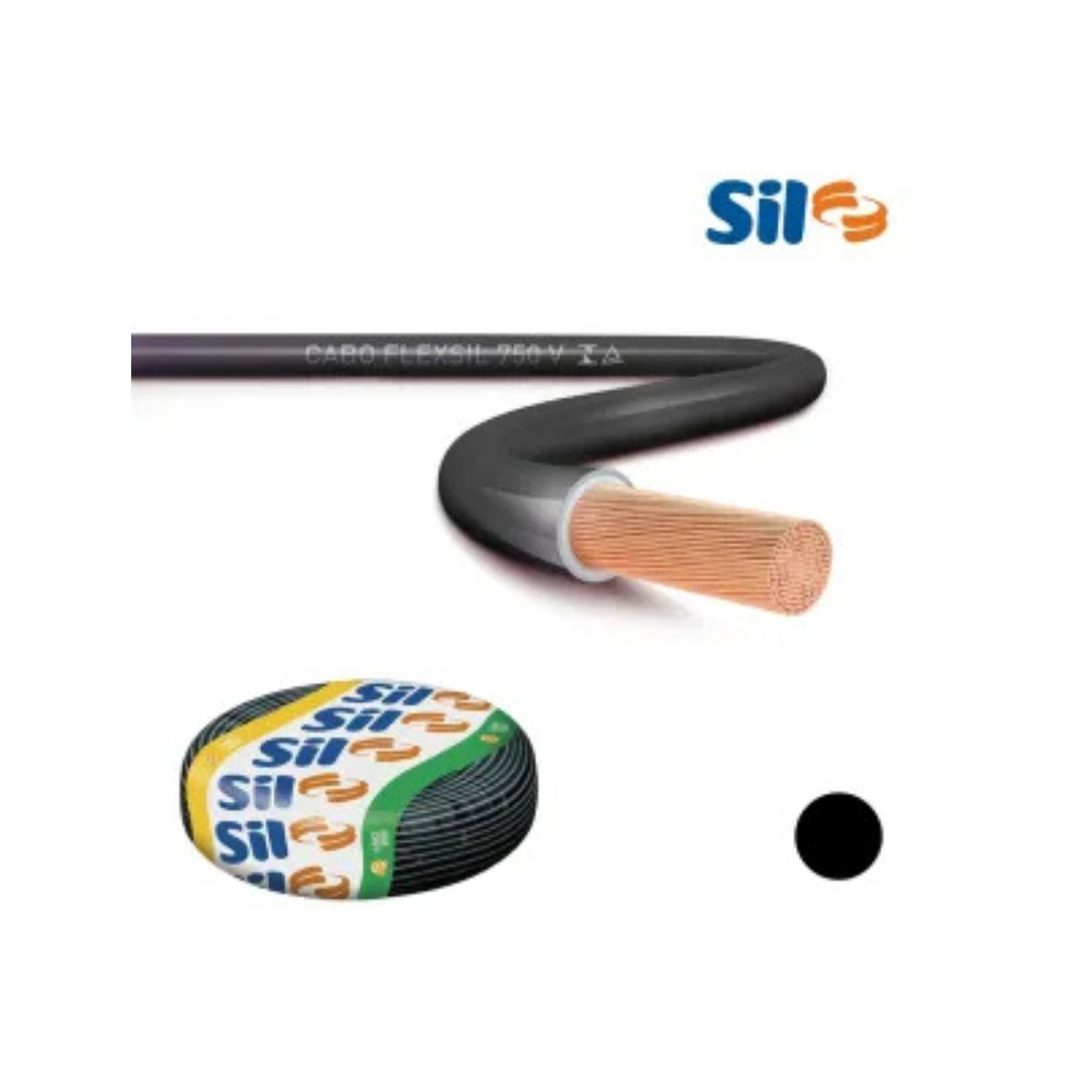 Cabo Flexível Flexsil 750V 1,00mm² Preto – Rolo com 100 Metros
