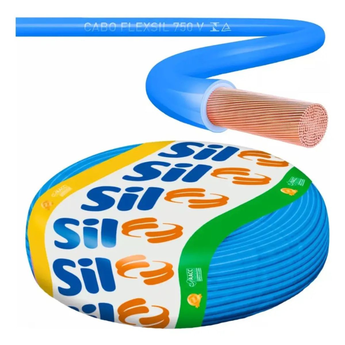 Cabo Flexível Flexsil 750V 1,00mm² Azul – Rolo com 100 Metros