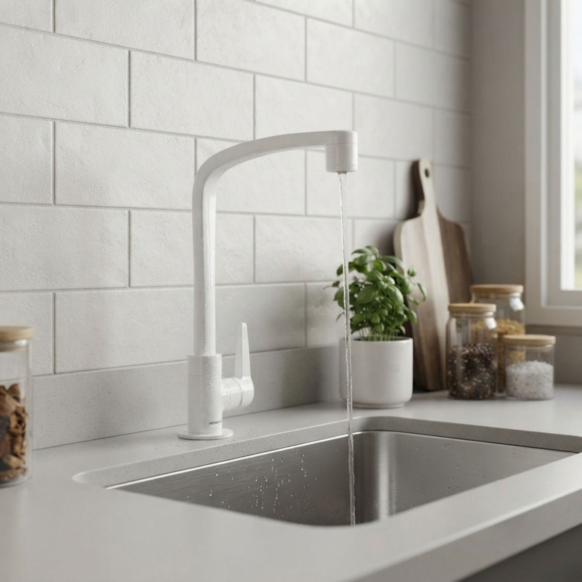 Torneira para Cozinha de Mesa Bica Alta Móvel 1167 F71 Flat Branca Lorenzetti