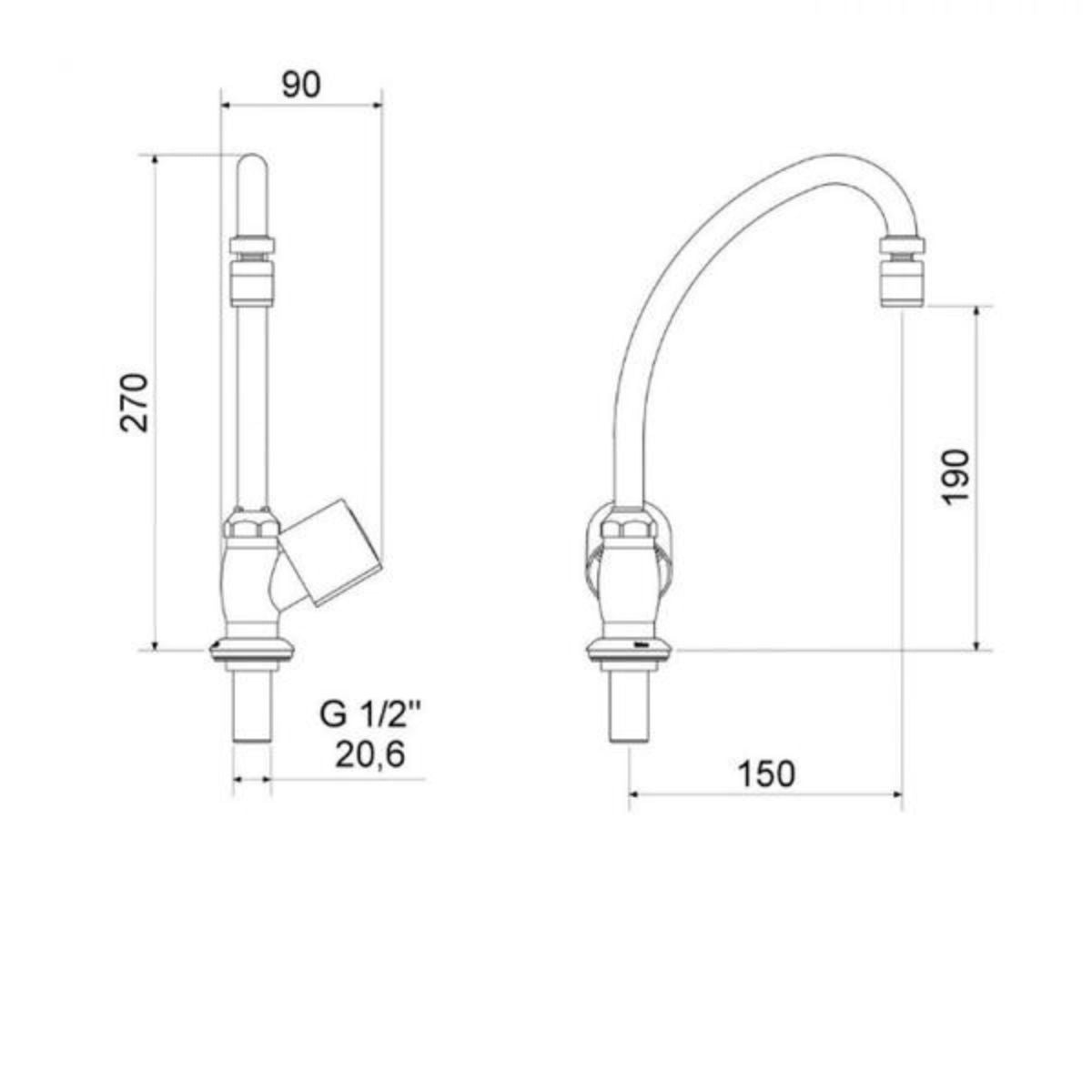 Torneira De Balcão Cozinha Bica Móvel 1173 C40 Meber