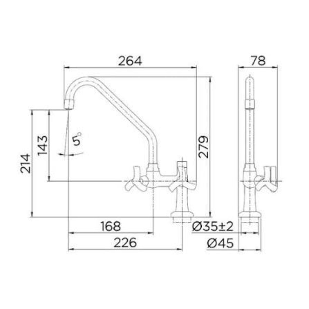 Torneira de Cozinha de Bancada com Saída para Filtro 1/2" Docol